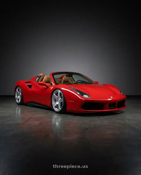 2018 Ferrari 488 Spider with Rotiform RC200 NUE 5X120 20x8.5 +35 GLOSS SILVER W/ MACHINED FACE wheels