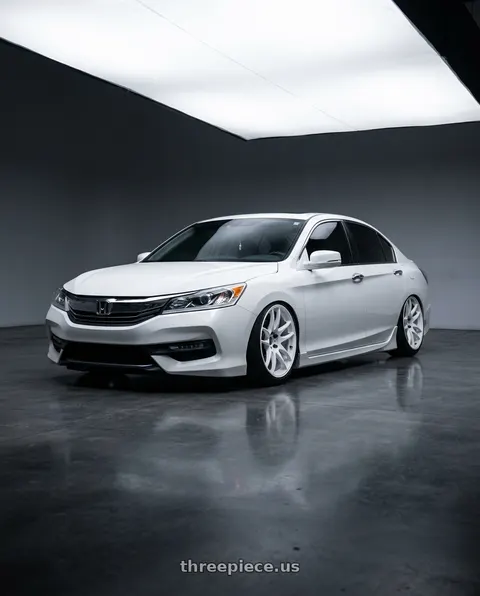 2016 Honda Accord with Work Emotion Cr Kiwami 5x114.3 18x9.5 +30 White wheels