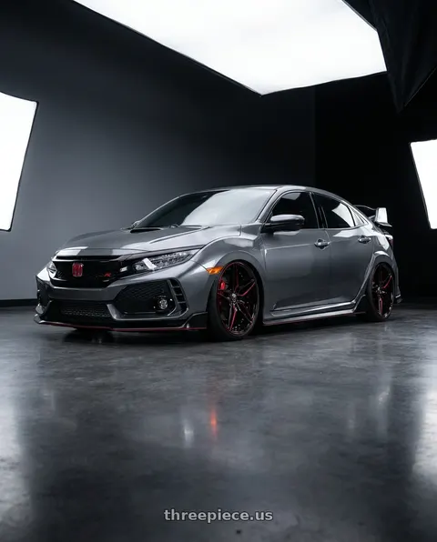 2018 Honda Civic Type R with MARQUEE WHEELS M3259 5x120 19x9.5+38 BLACK / RED MILLING wheels
