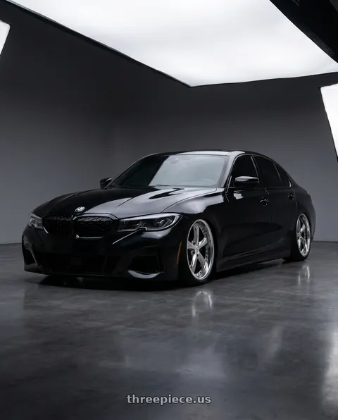 2020 BMW M340i with Work Wheels VS-KF 5x112 19x9.5+22 Brilliant Silver Black L Disk STEP RIM wheels