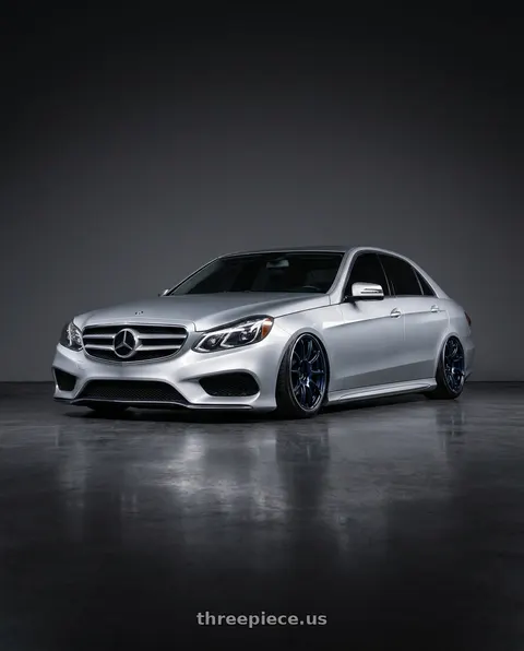 2014 Mercedes-Benz E350 with Advan RZ II 5x112 18x8+42 Racing Indigo Blue and Ring wheels