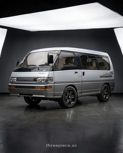 1992 Mitsubishi Delica with Enkei Commander 6x139.7 18x8.5-10 Black Machined wheels