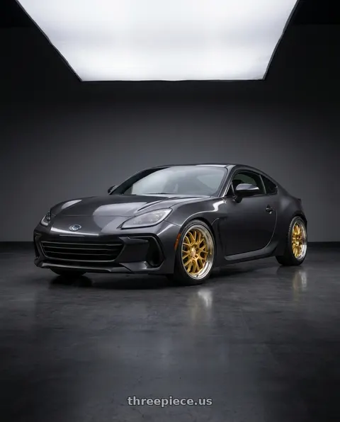 2023 Subaru BRZ Premium with F1R F21 5x100/5x114.3 18x8.5 +38 Machine Gold/Polish Lip v2 wheels