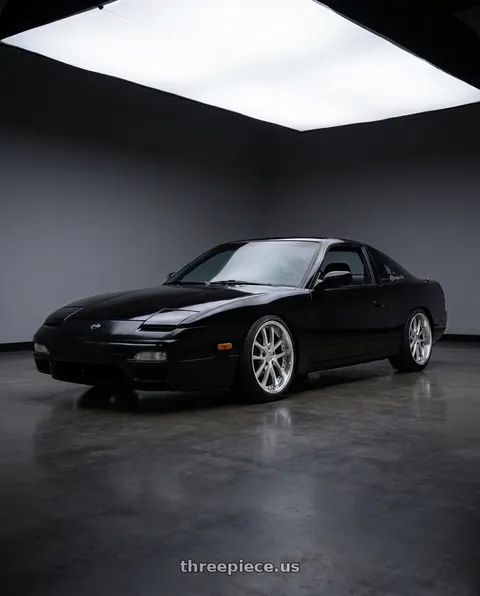 1991 Nissan 240SX with Vors AR5 5x114.3 17x9 +30 Silver Machine Face Lip Chrome Rivet wheels