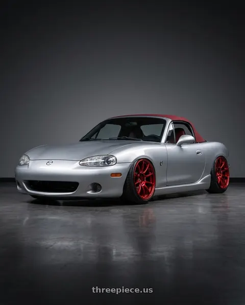 2000 Mazda Miata with Volk Racing ZE40 M-SPEC 5x114.3 19x10.5+32 Hyper Red wheels