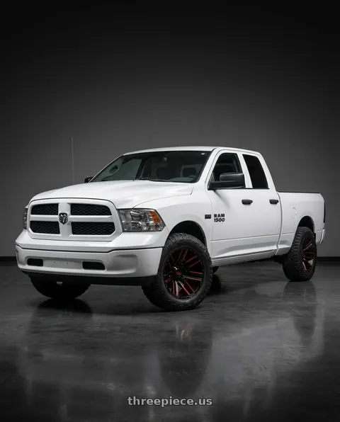 2016 Ram 1500 with Moto Metal MO978 RAZOR 5X139.7 20X10 -24 SATIN  BLACK MACHINED RED TINT wheels