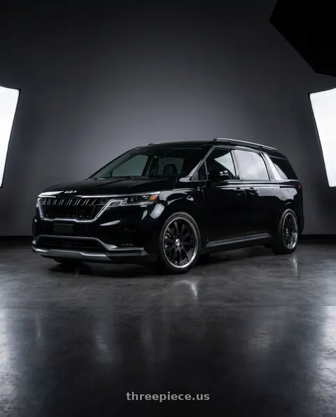 2025 Kia Carnival with Work Equip E10 5x114.3 20x14+-5 a disk Black Anodized wheels