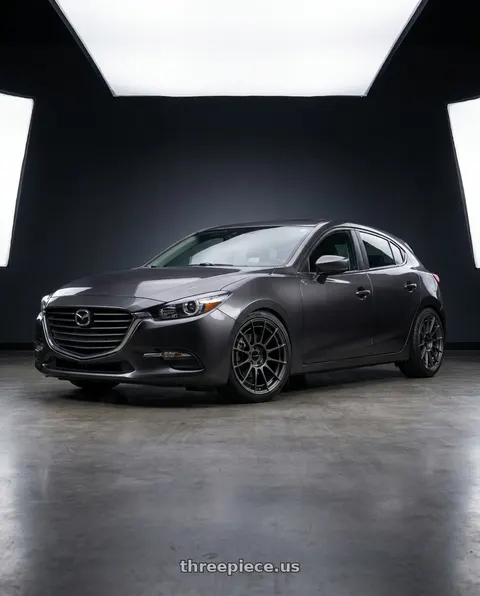 2017 Mazda 3 with Enkei NT03RR 5x114.3 18x8+45 Gunmetal wheels