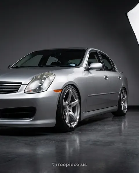 2003 INFINITI G35 with Work Emotion T5r 5x114.3 19x9.5 +25 Glow Silver wheels