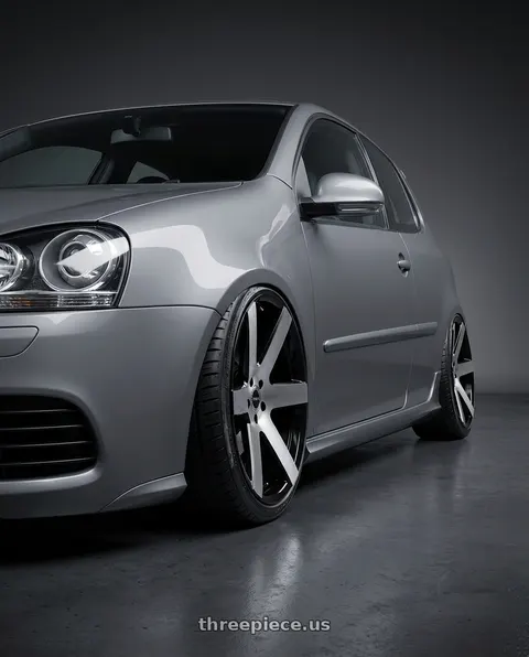 2009 VW Golf R32 with Strada Coda 5x112 20x8.5 +35 Gloss Black Machined wheels