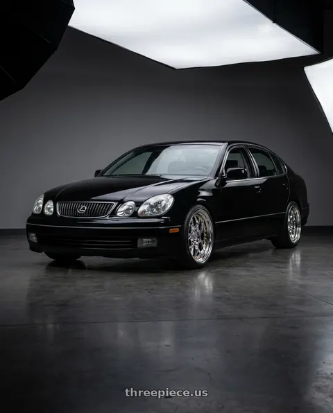 2001 Lexus GS300 with Aodhan DS01 5x114.3 18x8.5+35 Vacuum Chrome W/ Gold Rivets wheels