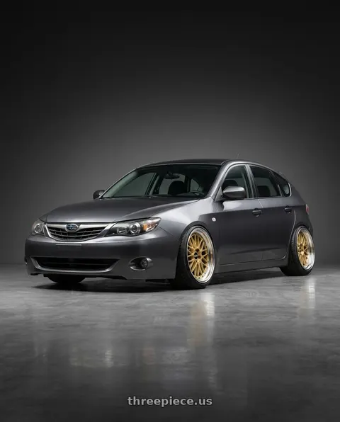 2008 Subaru Impreza with BBS LM 5x114.3 17x7.5+38 Gold wheels