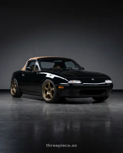 1994 Mazda Miata with Gram Lights 57CR 5x120 19x9.5 +35 Almite Gold wheels