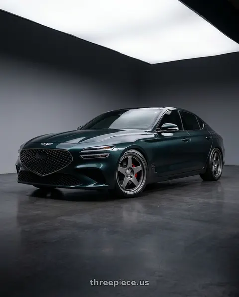2022 Genesis G70 with Kansei K12G KNP 5X112 19x10.5 22 Gunmetal wheels