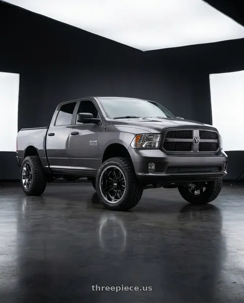 2024 Ram 1500 with Moto Metal MO200 6X139.7 22X10 -18 GLOSS BLACK MILLED CENTER CHROME LIP wheels