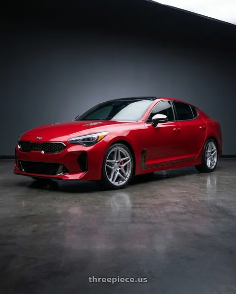 2018 Kia Stinger GT2 with Kansei K15H Astro 5x114.3 19x8.5 35 Hyper Silver wheels