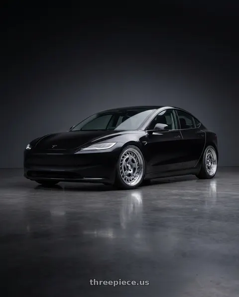 2026 Tesla Model 3 with FORMULA AERO SPOKE 5x114.3 19X8.5+30 NR Disk Titan Silver wheels