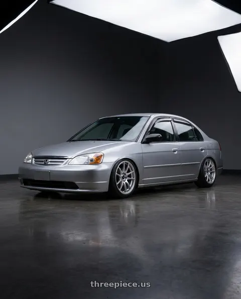 2002 Honda Civic with Vors TR4 5x100 17x8  +35 Silver Machine Face wheels
