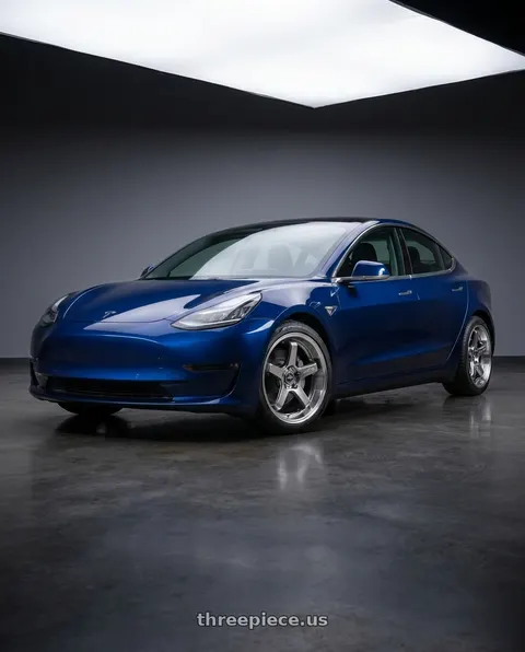 2018 Tesla Model 3 with F1R FC5 5x114 18x8.5 +38 Hyper Black/Polish Lip wheels