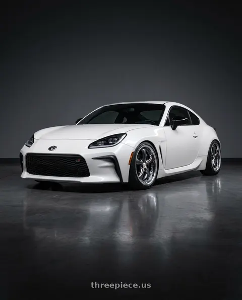 2025 Toyota GR86 with Work Wheels VS-KF 5x100 18x9.5+9 Brilliant Silver Black A Disk FULL REVERSE wheels