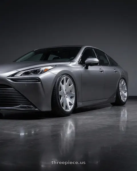 2021 Toyota Mirai with MRR HR3 5x120 19x8.5 +35 Silver Machine Face wheels