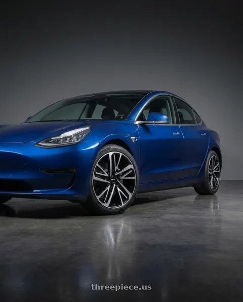 2018 Tesla Model 3 with RTX Knight 5x114.3 18x7.5 +40 Gloss Black Machined wheels