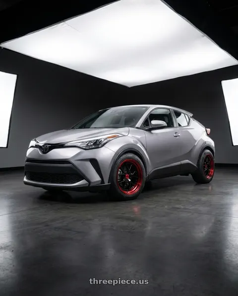 2021 Toyota C-HR with F1R F105 5X114.3 18x8.5 +38 Black/Red Lip wheels