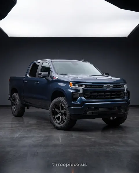 2023 Chevrolet Silverado 1500 with KMC KM101 TEMPO 6X135/6X139.7 20X9 +0 SATIN BLACK WITH GRAY TINT wheels