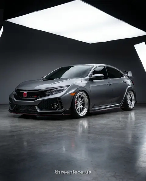 2018 Honda Civic Type R with Aodhan DS08 5X120 19x8.5+35 Silver w/Machined Face wheels