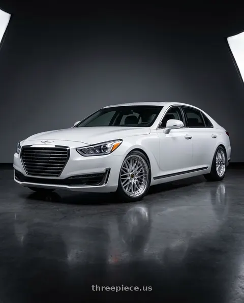 2018 Genesis G90 with Work Vs-Xv 5x115 19x9.5-11 O Disk Silky Rich Silver wheels