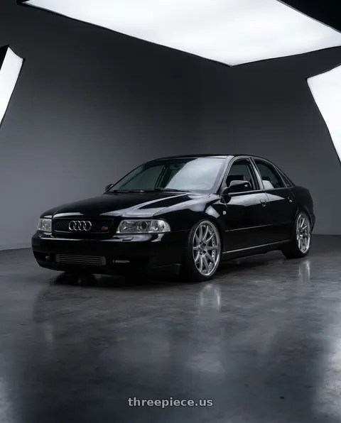 2001 Audi A4 with Work Emotion Cr 3P 5x112 18x8.5+20 R Disk Burning Silver wheels