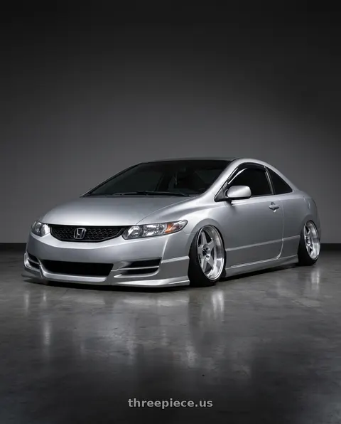 2007 Honda Civic with Vors SP1 5x100/5x114.3 17x8  +35 Silver Machine Face Lip wheels