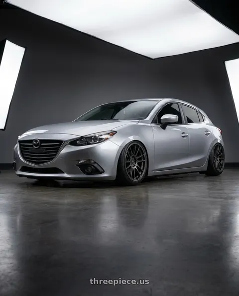 2013 Mazda 3 with Enkei GTC01RR 5x112 18x8.5+45 Matte Gunmetallic wheels