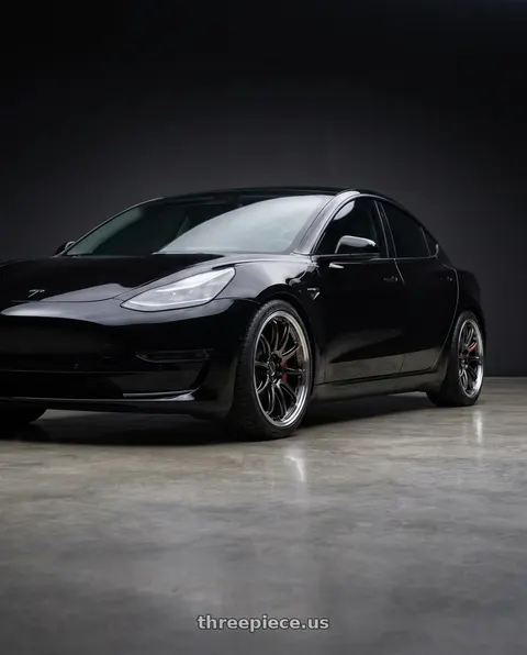 2019 Tesla Model 3 Performance with Work Emotion Zr10 5x114.3 19x9.5 +38 Glim Black Diamond Rim cut wheels