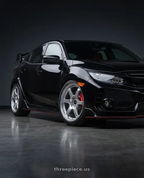 2019 Honda Civic with Gram Lights 57DR 5x120 18x9.5+38 Grace Silver wheels
