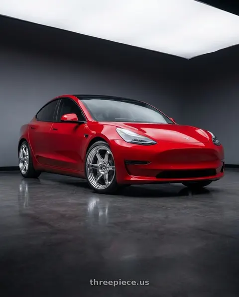 2022 Tesla Model 3 Performance with ESR Wheels APX6 5x114.3 19x8.5 +30 Chrome wheels