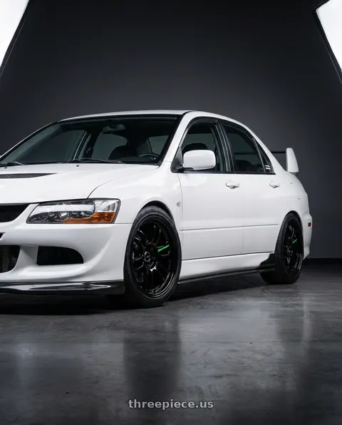 2005 Mitsubishi Lancer Evolution with Work Emotion Zr10 5x114.3 19x8.5 +38 Black Diamond Lip Cut wheels