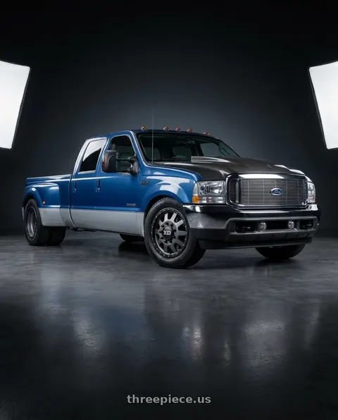 2000 Ford F-350 Super Duty with XD XD130 MACHETE DUALLY 8X170 20X8.25 -198 MATTE GRAY BLACK RING wheels