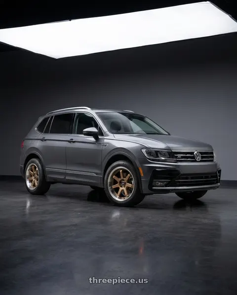 2020 Volkswagen Tiguan with F1R FC7 5x112 18x8.5 +42 Satin Bronze/Polish Lip wheels