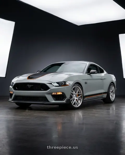 2021 Ford Mustang Mach 1 with Work Gnosis Cvx 5x114.3 19x8.5+38 O Disk Brush Silver Clear wheels