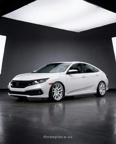 2019 Honda Civic with Work Cr 2P 5x114.3 18x8.5 +38 Gloss White wheels