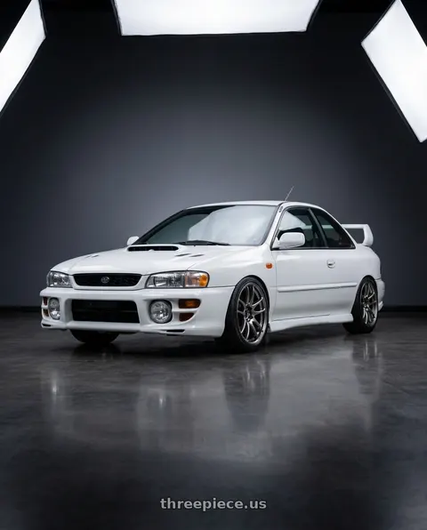 2001 Subaru Impreza RS with Work Emotion Cr Kiwami 5x100 17x7 +47 Gt Silver wheels