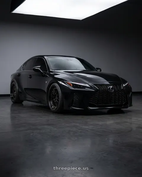 2025 Lexus IS350 with Aodhan AH02 5x114.3 19x9.5+12 Gloss Black ( Gold Rivet) wheels