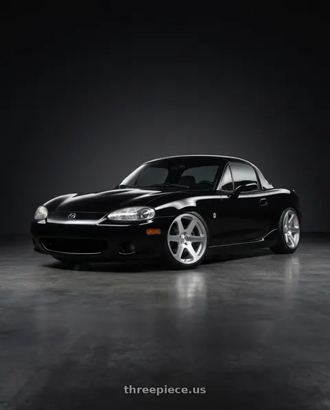 2001 Mazda Miata with Rotiform RC200 NUE 5X120 20x10 +40 GLOSS SILVER W/ MACHINED FACE wheels