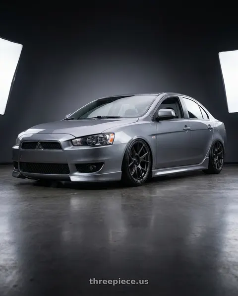 2014 Mitsubishi Lancer Ralliart with Konig Ampliform 5x114.3 18x8.5+45 Dark Metallic Graphite wheels