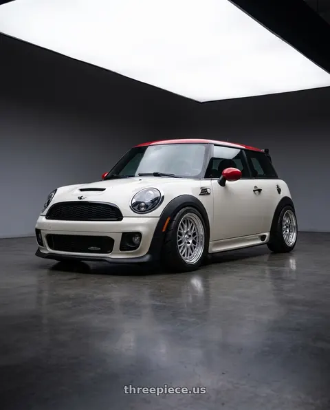 2013 mini cooper JCW hardtop with Work Meister M1 3p 4x100 18x8+38 O Disk Silver wheels