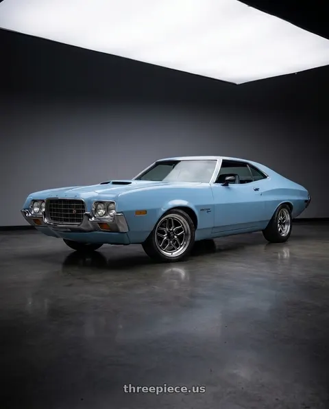 1972 Ford Gran Torino Sport with WELD Performance Ventura 5x114.3 15x8 0 Gloss Black/Milled Diamond Cut Lip wheels