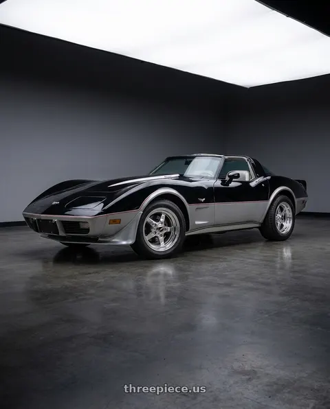 1978 Chevrolet Corvette with Race Star 92 Drag Star 5x120.65 15x8 +19 Polish wheels