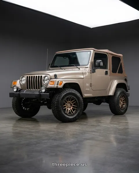 2003 Jeep Wrangler with Black Rhino ARCHES 5X114.3 15X7 +15 BRONZE W/ BLACK RING wheels