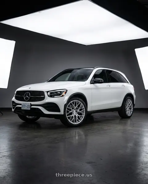 2022 Mercedes-Benz GLC300 with Aodhan AFF9 5x120 20x9+30 Gloss Silver Machined Face wheels
